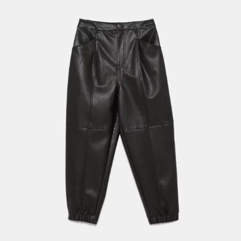 New Zara Faux Leather High Waist Joggers Black Size 6 Excellent Condition! Never Worn Zip Fly Button Closure Pockets Elastic Cuffs Polyurethane Measurements Laying Flat: Waist: 16" Rise: 14" Inseam: 24" Bundle And Save! Ask Any Questions You May Have High Waist Joggers, Athleisure Pants, Velvet Joggers, Slouchy Pants, Women Jogger Pants, Leather Joggers, Joggers Black, Lightweight Pants, Black Houndstooth