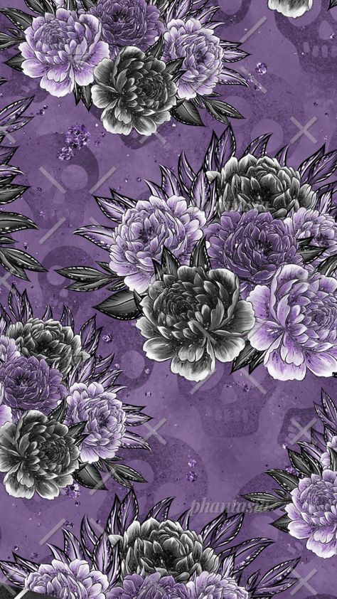 Witchy Cover Photos, Skull Wallpapers, Purple Gothic, Gothic Flowers, Purple Dahlia, Gothic Wallpaper, Witchy Wallpaper, Types Of Roses, Fabric Ideas