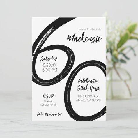 Bold Brush Stroke 60th Birthday Surprise Party Invitation 60th Birthday Surprise, Invitation 60th Birthday, 60th Birthday Theme, Surprise 60th, Surprise Party Invitations, 60th Birthday Party Invitations, Surprise Birthday Invitations, Sixtieth Birthday, Bday Invitations