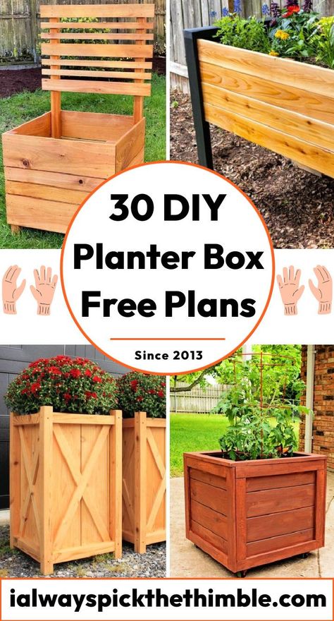 30 Free DIY Planter Box Plans: Build Your Planter Boxes Easy Planter Box, Square Planter Boxes, Diy Wooden Planters, Diy Wood Planters, Diy Planters Outdoor, Planter Box Plans, Outdoor Planter Boxes, Raised Planter Boxes, Diy Planter