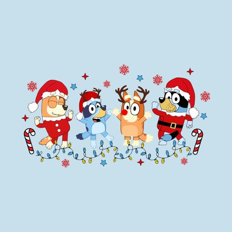 Bluey Christmas - Bluey Christmas - T-Shirt | TeePublic Merry Christmas Cartoon Images, Bluey Thanksgiving Wallpaper, Bluey Christmas Wallpapers, Christmas Bluey Wallpaper, Christmas T Shirt Design Ideas, Bluey Shirt Design, Bluey Christmas Tree Ideas, Bluey Christmas Decor, Bluey Thanksgiving