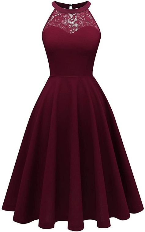 Dresses To Wear To A Wedding Cheap, Vestidos Color Vino, Vintage Homecoming Dresses, Short Lace Bridesmaid Dresses, Simple Cocktail Dress, Bridesmaid Dress Short, Dress Short Prom, Halter Party Dress, Lace Bridesmaid Dress