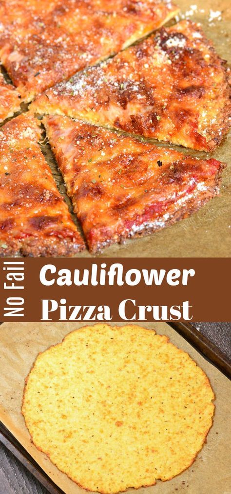 Cauliflower Pizza Crust recipe is a great low carb and gluten free option for a delicious pizza. It is made entirely out of cauliflower with addition of some Parmesan cheese and egg. #cauliflower #pizzacrust #pizza #lowcarb