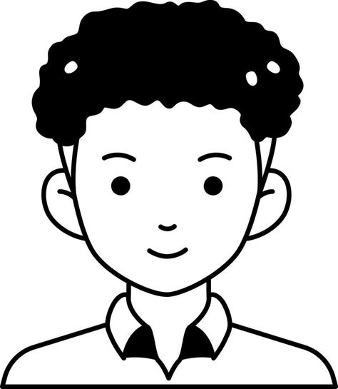 Man boy avatar User preson people curly hair black Semi-Solid Black and White Style Curly Hair Boy Drawing, Curly Hair Cartoon, Boy Avatar, Math Wallpaper, Clipart Boy, Man Clipart, Hair Clipart, Black And White People, Black And White Cartoon