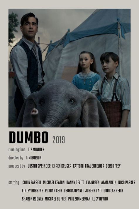 Dumbo Movie Poster, Dumbo Poster, Dumbo Live Action, Sharon Rooney, Dumbo Movie, Tim Burton Movie, Film Posters Vintage, Danny Devito, Motion Pictures