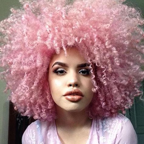 Pretty Pink Puff ✨ I am in love ! Really wish I could pull this look. Follow @rhavysheezus .  Our giveaway is still going on.  Please make sure to follow and like the giveaway picture.  Tag 3 friends for a chance to win.  Winner announced on December 31st.  #curlsbymelaningirls #curlyhair #naturalhairgoals #naturalhair #naturalhairstyles #naturalhairsistas #naturalmakeup Dyed Natural Hair, Hair Color Pink, Pretty Hair Color, Natural Hair Inspiration, Grunge Hair, Makati, Afro Hairstyles, Big Hair, Great Hair