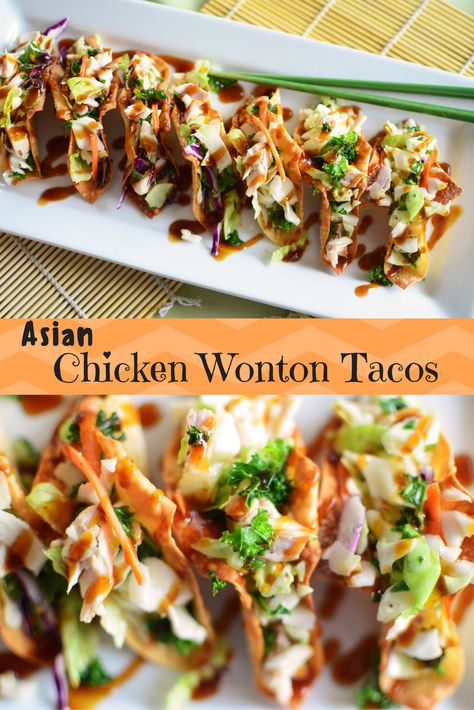 Applebees Chicken, Chicken Wonton Tacos, Veggies And Chicken, Wonton Wrapper Recipes, Wonton Tacos, Tacos Mexicanos, Chicken Wontons, Won Ton, Wonton Recipes