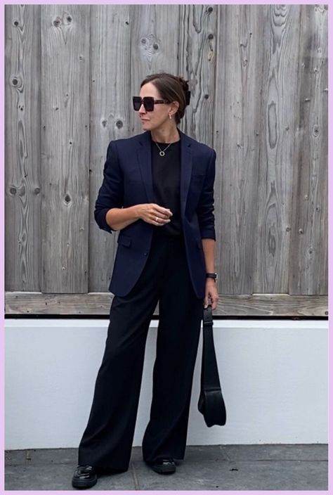 Navy Wide Leg Trousers Outfit, Wide Trousers Outfit, Navy Trousers Outfit, Leg Trousers Outfit, Navy Wide Leg Trousers, Wide Leg Trousers Outfit, Trousers Outfit, Trouser Outfit, Sailor Pants