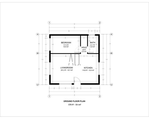 Small House Plan 1 Bedroom Home Plan 24x24 Floor Plan Tiny - Etsy 24x24 Tiny House Plans, Small House Layout Plan, Small Apartment Layout, Studio Apartment Floor Plans, Floor Plan With Dimensions, One Bedroom House, Two Bedroom House, Tiny House Plan, Small House Layout