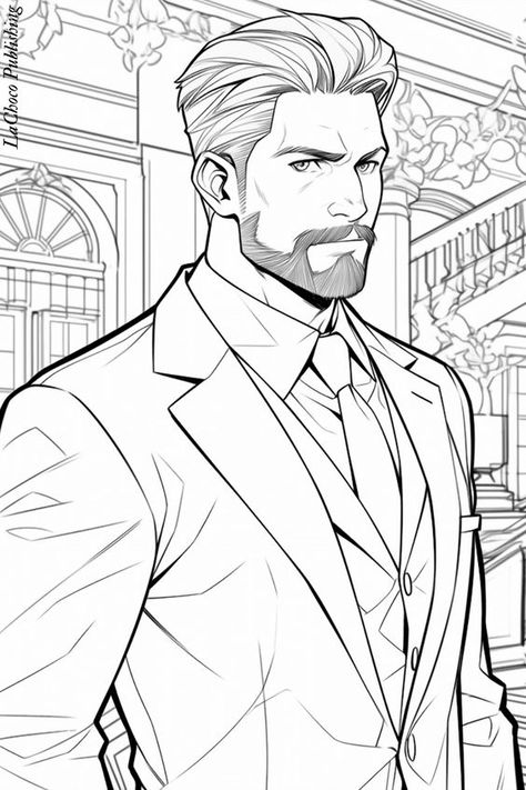 Anime: Men in Suits: Coloring Book for Adults- coloring page Coloring pages #coloringpages Coloring page #coloringpage Adult Coloring pages #adultcoloringpages Coloring pages adult #coloringpagesadult Coloring books #coloringbooks 6.118 Anime Men In Suits, Kdp Books, Suit Drawing, Monster Truck Coloring Pages, Men In Suits, Outfit Elegant, Coloring Books For Adults, Grayscale Image, Farm Animal Coloring Pages