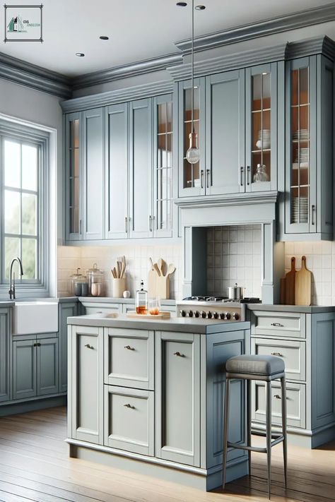 Best 40 Blue Gray Kitchen Cabinets Ideas Blue And Gray Kitchen, Gray Kitchen Cabinet Ideas, Blue Gray Kitchen, Blue Gray Kitchen Cabinets, Gray Kitchen Cabinets, Grey Blue Kitchen, Kitchen Cabinet Inspiration, Kitchen Cabinets Ideas, Kitchen Cabinet Ideas