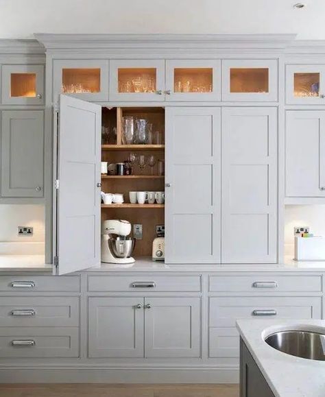 Style & Storage - Cabinet City Kitchen and Bath Baking Center, Fixer Upper Kitchen, Pantry Wall, Hidden Kitchen, Kitchen Pantry Cabinets, New Kitchen Cabinets, Kitchen Design Plans, Best Kitchen Designs, Grey Kitchens