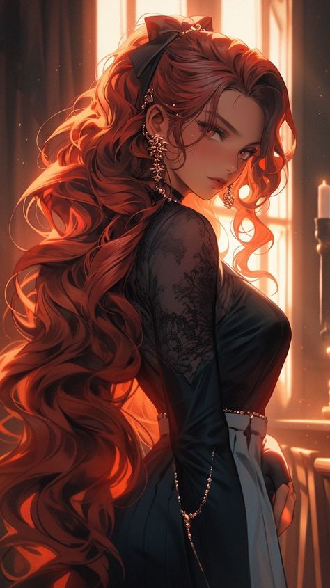 Mixed Female Oc, Red Hair Anime Woman, Red Haired Princess, Red Hair Cartoon, Chinese Animation, Red Hair Woman, Princess Wallpaper, Female Character Concept, Orange Hair