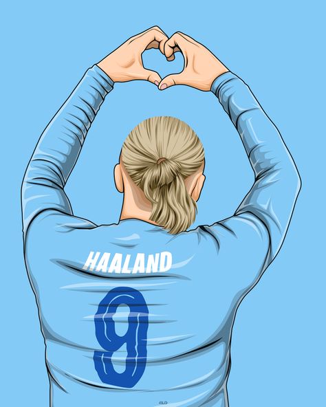 Football Drawings, Erling Haaland Manchester City, Food Western, Haaland Manchester City, Football Cartoon, Football Artwork, Dragon Ball Z Iphone Wallpaper, Football Drawing, Football Posters