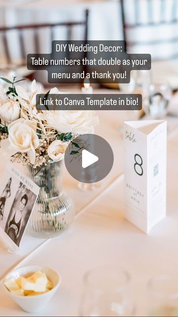 @diyupcycledesigns on Instagram: "Super easy table number trifold for your wedding reception!  These were so simple to make and I loved that I was able to have the table number, the menu, and a thank to our guest all in one place!  I have the editable Canva Template digital download in my Etsy store, link in bio!  You can customize to your liking or just swap all our names for yours and call it good! 🤗 #bride #bridetobe #2024bride #wedding #weddinginspiration #weddingreception #weddingreceptiondecor #weddingreceptionideas #diywedding #diyweddingdecor #diyweddingideas #2024wedding #budgetwedding #tablenumber #weddingtemplate #canvatemplates" Table Numbers Diy, Wedding Table Names, Table Names, Simple Table, Place Names, Diy Wedding Decorations, Wedding Templates, Budget Wedding, Table Numbers