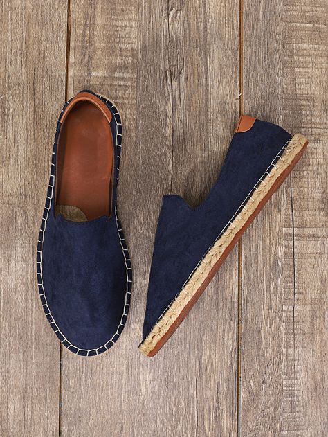 Blue  Collar   Plain Espadrilles Embellished   Men Shoes Men’s Espadrilles, Espadrilles Men, Formal Men Outfit, Espadrilles Shoes, Bleu Azur, Gentleman Shoes, Mens Fashion Blazer, Men's Casual Shoes, Men Loafers