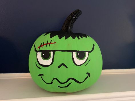 Frankinstine Pumpkin Painting Ideas, Pumpkin Frankenstein Face, Frankenstein Painted Pumpkins, Frankinstine Pumpkin Painting, Pumpkin Painting Ideas Frankenstein, Einstein Pumpkin, Frankenstein Pumpkin Painting, Frankenstein Pumpkin, Pumpkin Painting Party