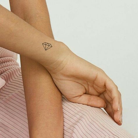 Small Diamond Tattoo, Diamond Tattoo Designs, Minimalist Tattoo Meaning, Diamond Tattoo, Minimalist Tattoo Ideas, Typography Tattoo, French Tattoo, Diamond Tattoos, Small Tattoos With Meaning