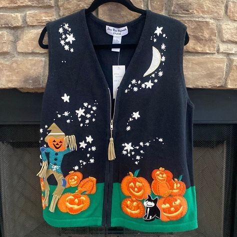 Nwt Star Blue Originals Studio Halloween Themed Cardigan. Scarecrow With Leather Tassels, Pumpkin Patch, Black Cat And Moon. Size L. Approximate Measurements Are 23 Pit To Pit And Length From Shoulder Is 26 Halloween Cardigan, Cat And Moon, Hooded Cardigan Sweater, Duster Cardigan Sweater, Yellow Cardigan, Star Blue, Halloween Sweater, Orange Sweaters, Cardigan Sweater Jacket