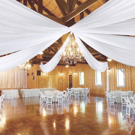 PRICES MAY VARY. 🍸Chiffon Ceiling Drapes: The package include 8 panels white wedding ceiling drapes (without hanging pieces). Each wedding extra long curtain measure for 5 feet width x 20 feet length. The sufficient quantity can meet your demands for decorating your weddings, parties, receptions. It will help to create a delicate and aesthetic sense to your wedding ceiling decoration. 🍸Romantic Sheer Arch Drapes: The wedding ceiling curtains are finished with firm and exquisite stitching in al Ceiling Decorations For Party, Fabric Arch, Wedding Ceiling Decorations, Ceiling Drapery, Ceiling Drapes, Wedding Drapery, Arch Draping, Extra Long Curtains, Draping Wedding