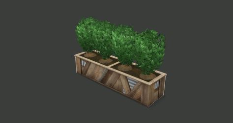 Corrugated iron and wood This planter is enriched soil enhances the outdoor growth of four small garden plants or one tree. 4 small garden plants + 1 tree Usage tips: Plant your seeds directly on the ground, and move them afterwards with the code bb.moveobjects in the planter. Small Garden Plants, Ranch Garden, Garden Planter Box, Corrugated Iron, Sims 4 Studio, Garden Planter Boxes, Garden Planter, Planter Box, One Tree