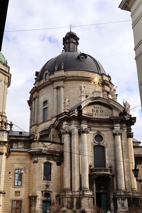 Church, Lviv, Ukraine, Travel Art Refence, Ukraine Architecture, Photo Studies, Holy Eucharist, Gothic Church, European Architecture, Urban Spaces, Lviv, Old Buildings