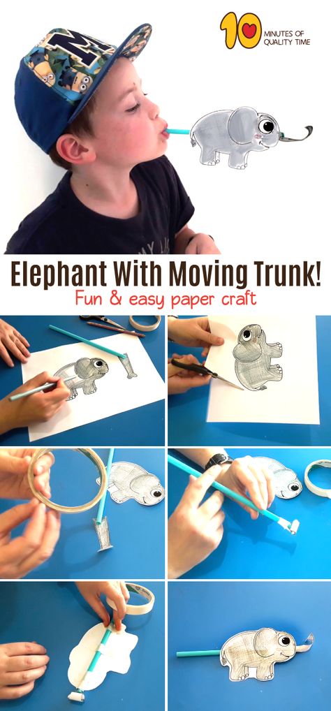 Elephant Crafts For Adults, Elephant Kids Craft, Elephant Art And Craft, Elephant Activities For Preschool, Elephant Crafts For Kids, Elephant Activities, Chameleon Craft, Elephant Craft, Jungle Crafts