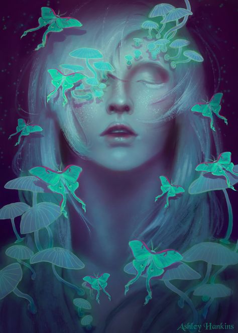 Lunar Moth, Moon Kingdom, Moth Art, Dream Fantasy, Luna Moth, Mythology Art, Beautiful Dark Art, Character Aesthetic, Anime Kawaii