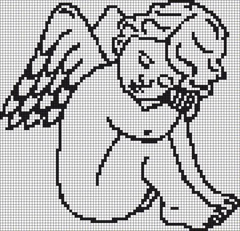 Alpha pattern #121677 | BraceletBook Cherub Tattoo, Crochet Angels, Filet Crochet Charts, Pixel Drawing, Pixel Crochet, Pixel Art Grid, Paper Weaving, Tapestry Crochet Patterns, Pixel Pattern