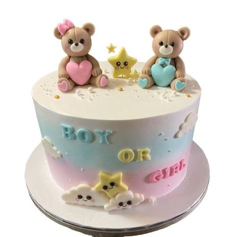 Bear Gender Reveal Cake, Bear Gender Reveal, Gender Reveal Cake, Bear Birthday, Food Dessert, Shower Cakes, Baby Shower Cakes, Gender Reveal, Cakes Cupcakes