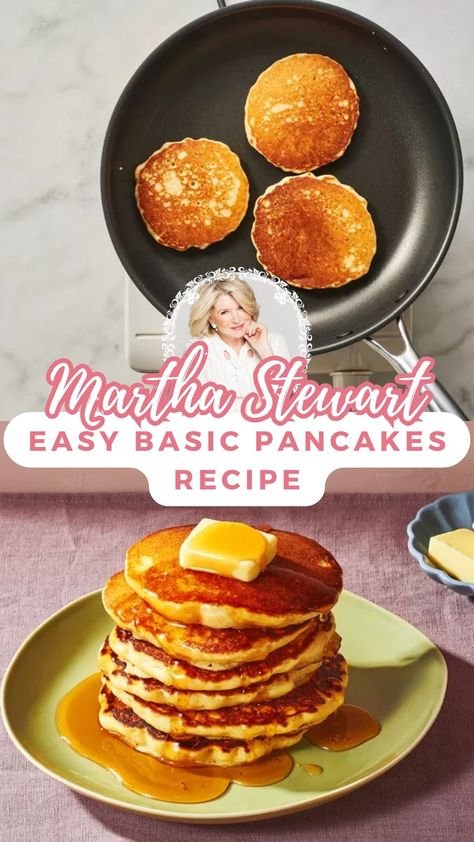 Martha Stewart Easy Basic Pancakes​ Recipe Martha Stewart Pancakes Easy, Martha White Pancakes Recipe, Martha Stewart Pancake Recipe, Creamy Pancakes, Pancake Recipe Martha Stewart, Martha Stewart Pancakes, Basic Pancake Recipe, Basic Pancakes, Homemade Pancake Mix