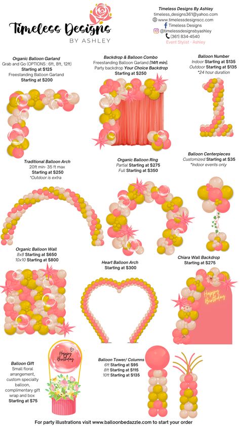 Balloon Arch Price List, Balloon Arch Pricing, Balloon Menu Pricing, Balloon Pricing Guide, Balloons Sketch, Balloon Pricing, Balloon Template, Balloon Prices, Menu Designs