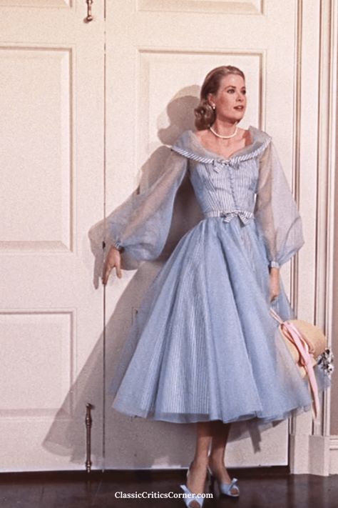 High Society Outfits, Trad Aesthetic, Grace Kelly High Society, Grace Kelly Dresses, Hollywood Glamour Dress, Grace Kelly Style, Blue Chiffon Dresses, Hollywood Dress, Design Moda