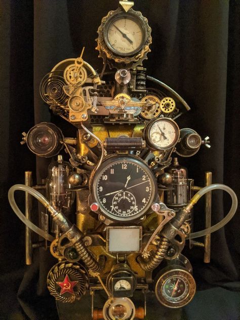 Steampunk Wall Clock to Order, From Three Week Free Delivery - Etsy Clockpunk Aesthetic, Machines Aesthetic, Steampunk Bedroom Decor, Steampunk Clocks, Modern Steampunk, Steampunk Bedroom, Steampunk Machines, Hidden Library, Steampunk Vehicle