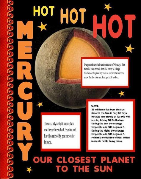 Science Poster Ideas, Science Expirements, Outer Space Science, Space Lesson Plans, Apologia Astronomy, Science Posters, Planet Project, Mercury Planet, Space Lessons