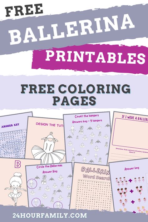 free ballerina printables coloring pages mazes for young learners Ballerina Printable, Mess Free Craft, Dance Coloring Pages, Dance Books, Cursive Practice, Dance Camp, Color Sheets, Kindergarten Printables, Ballerina Party