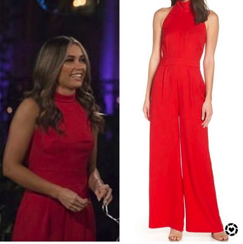 Red Halter Jumpsuit, The Bachelor, Halter Jumpsuit, Fashion And Style, Red Formal Dress, Open Back, Jumpsuit, Formal Dresses, Red