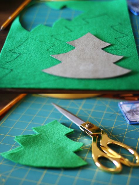 How to Make an Easy Felt Christmas Tree Ornament Diy Felt Christmas Tree, Felt Christmas Stockings, Felt Tree, Cone Christmas Trees, Handmade Christmas Crafts, Little Christmas Trees, Christmas Tree Garland, Felt Christmas Tree, Time For Yourself