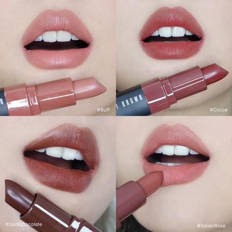 Bobbi Brown Milk Tea Collection – Lip Swatches Bobbi Brown Lipstick, Penyimpanan Makeup, Bobbi Brown Lip, Makeup Accesories, Lip Makeup Tutorial, Brown Lipstick, Pinterest Makeup, Lip Swatches, Lips Shades