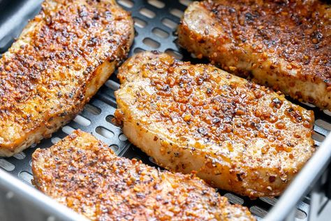 Juicy Air Fryer Pork Chops (perfectly caramelized edges) Pork Chops Boneless, Fat Head Pizza Crust, Air Fry Pork Chops, Pork Chop Seasoning, Homemade Fried Chicken, Air Fryer Pork, Keto Fried Chicken, Cooking Pork Chops, Air Fryer Pork Chops