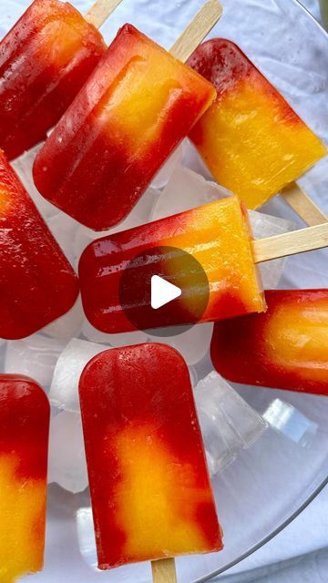 tinka on Instagram: "Strawberry Mango Ice Pops 🍓🥭🧊

Ingredients:
- Frozen Strawberries
- Frozen Mango
- Honey or Agave Syrup
- Fresh Lemon Juice
- Water

Blend the frozen strawberries and frozen mango separately, along with honey, lemon juice, and water. Alternately fill the popsicle molds with the blended mixtures. Insert wooden sticks, let them freeze, and enjoy!✨

Follow for more delicous summer treats ☀️

#strawberry #mango #frozen #ice #icepops #popsicle #popsicles #fruitpopsicle #fruits #frozenfruits #fruitlover #fruitasmr #foodasmr #asmr #asmrvideo #asmrsound #asmrcommunity #healthysnacks #healthyrecipes #easysnack #quicksnack #healthydessert #healthyfood #dessert #snack #healthydessertrecipes #easydessert #dessertideas #healthytreat" Frozen Fruit Popsicles Recipes, Fruit Ice Pops, Peach Popsicles, Mango Popsicles, Lemon Juice Water, Frozen Mango, Mango Ice Cream, Fruit Popsicles, Instagram Recipes