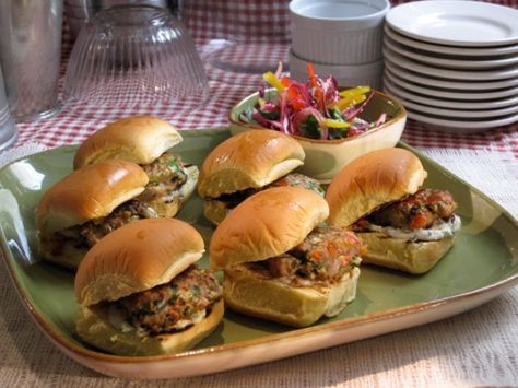 Sara Moulton Weeknight Meals, Pepper Slaw, Sara Moulton, Asian Pork, Pork Sliders, Ground Meat Recipes, Garlic Clove, Slider Recipes, Dinner Appetizers