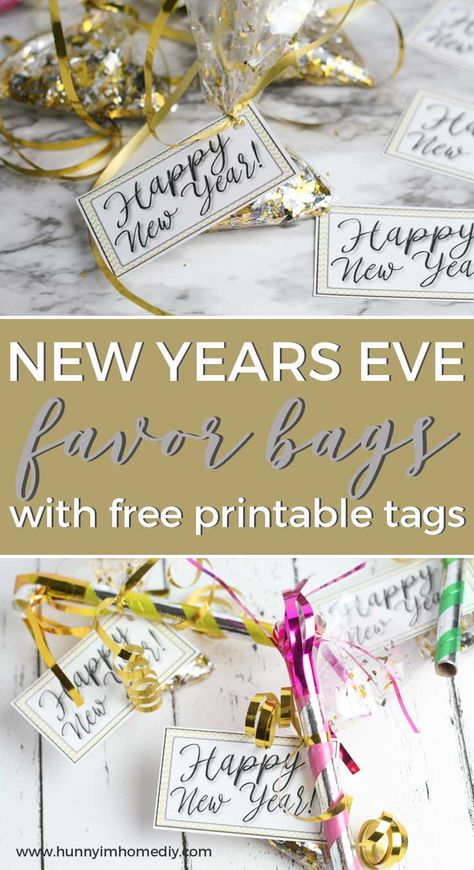 Whether you need New Years Eve party favors for kids or New Years Eve party favors for adults, these cute confetti bags are perfect! If you're looking for  great New Years Eve party ideas, your going to love this easy New Years Eve party favors DIY. If you're throwing an NYE party at home, you need these cute NYE party printables (new years eve party printables)! #NYE #newyearseve #freeprintables New Year's Party Favors, New Year’s Eve Party Favors, Nye Party At Home, New Years Party Favors, New Years Eve Party Favors, Nye Activities, New Year Home Decor, Kids New Years Eve, New Eve