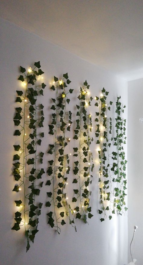 Aesthetic Room Decor Items, Wall Decor Balcony, Room Decor Items, Hanging Ivy, Artificial Vines, Wall Room Decor, Ivy Garland, Memory Wall, Lights Hanging