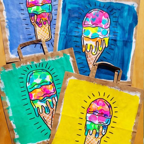 Ema Lou | Everyone loves ice creams!! This cute little project is made by upcycling the @colessupermarkets @woolworths_au paper shopping bags and… | Instagram Ice Cream Art Projects For Kids, Ice Cream Shakes, Ikea Australia, Summer Art Projects, Ice Cream Art, Kindergarten Art Projects, 2nd Grade Art, Wayne Thiebaud, 5th Grade Art