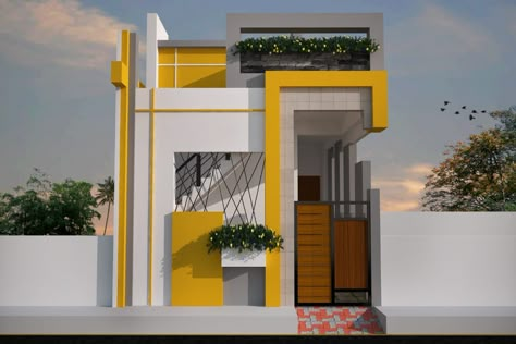 1bhk Floor Plan, Ground Floor Design, Simple Elevation, House Single Floor, Simple House Exterior Design, Simple House Exterior, Ground Floor Elevation, Row House Design, Building Front Designs