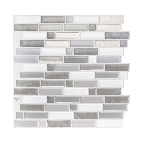 Smart Tiles Crescendo Agati Grey, White 10-in x 10-in Glossy Resin Mixed Pattern Peel and Stick Wall Tile (2.37-sq. ft/ Carton) in the Tile department at Lowes.com Stick On Wall Tiles, Patterned Wall Tiles, Backsplash Tile Design, Self Adhesive Wall Tiles, Stick Tile Backsplash, Peel And Stick Backsplash, Smart Tiles, Stick Backsplash, Tile Covers