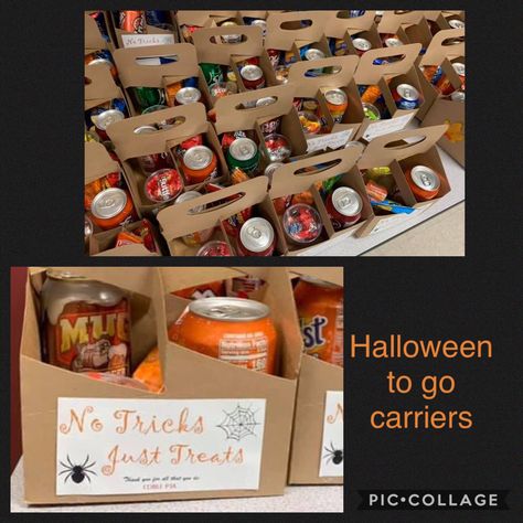 Halloween Teacher Snack Cart, Halloween Snack Cart For Teachers, October Morale Booster, November Treats For Teachers, October Teacher Treats, Treats For Teachers Lounge, Treat Trolley For Teachers, Fall Treats For Teachers, Teacher Treat Ideas