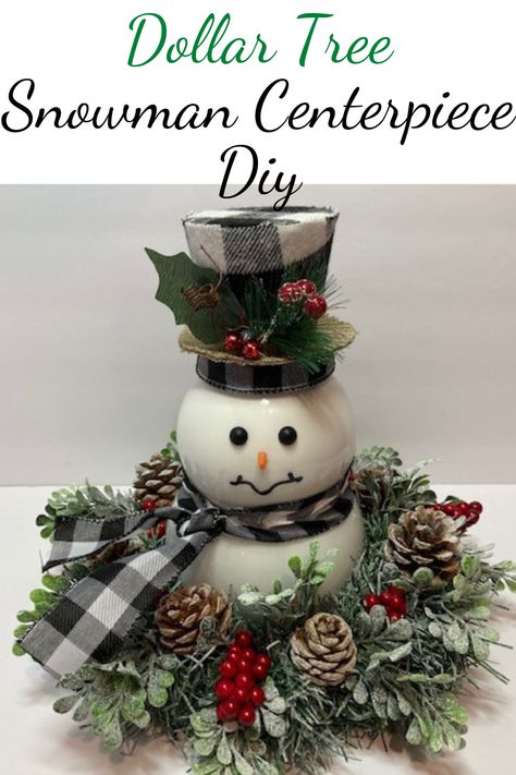 Diy Christmas Gifts Dollar Tree, Christmas Diy Snowman, Christmas Centerpiece Diy, Diy Dollar Tree Christmas Crafts, Dollar Tree Christmas Crafts, Dollar Tree Christmas Diy, Diy Snowman Decorations, Snowman Crafts Diy, Centerpiece Diy