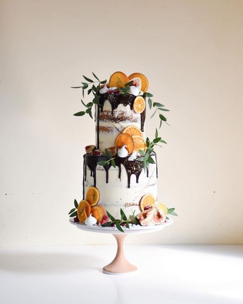 20 Citrus Wedding Cakes to Inspire | OneFabDay.com Fruit Drip Cake, Wedding Cake Citrus, Citrus Wedding Cake, Summer Wedding Cake Ideas, Summer Wedding Cake, Cake Decorated With Fruit, Orange Wedding Cake, Fruit Wedding Cake, Textured Wedding Cakes